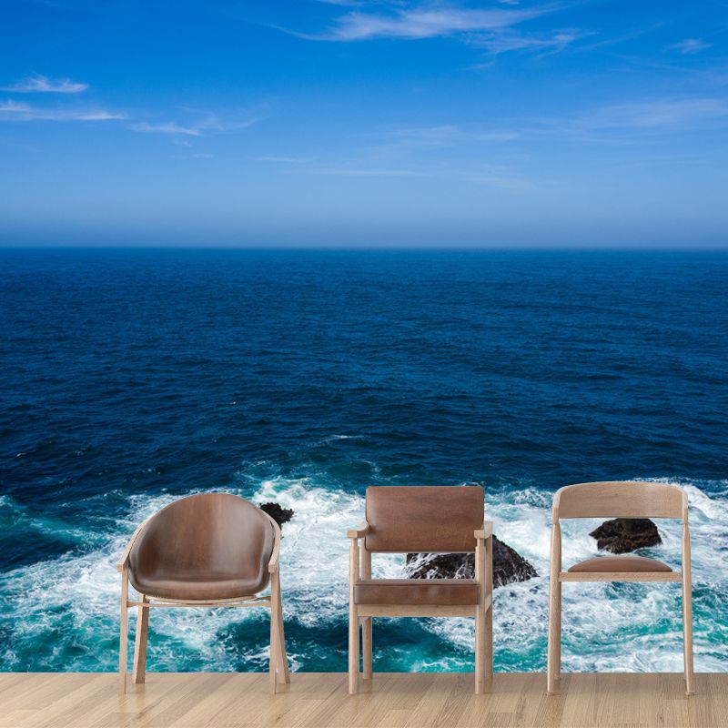 Customized Seascape Wall Mural Mildew Resistant Wallpaper for Dining Room