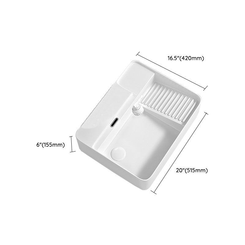 Modern Vessel Lavatory Sink Porcelain with Overflow Wash Stand
