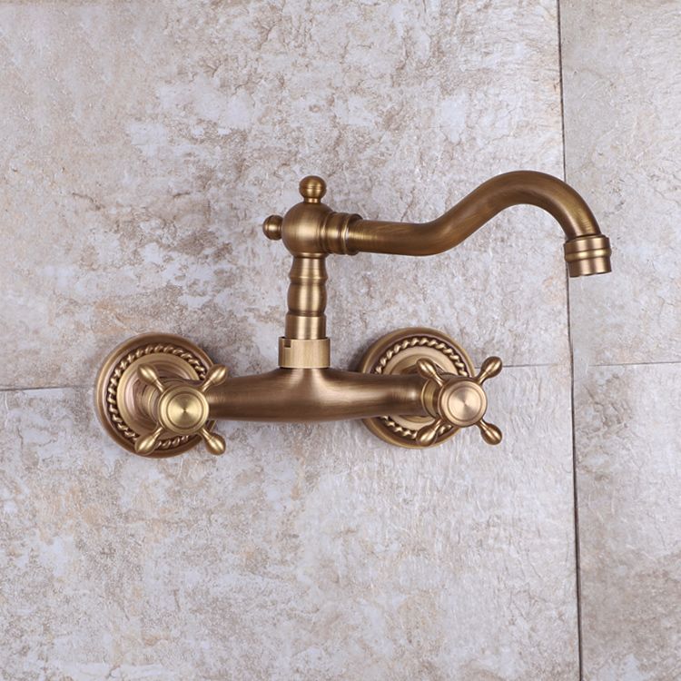 Brass Wide Spread Bathroom Faucet Industrial Lever Lavatory Faucet