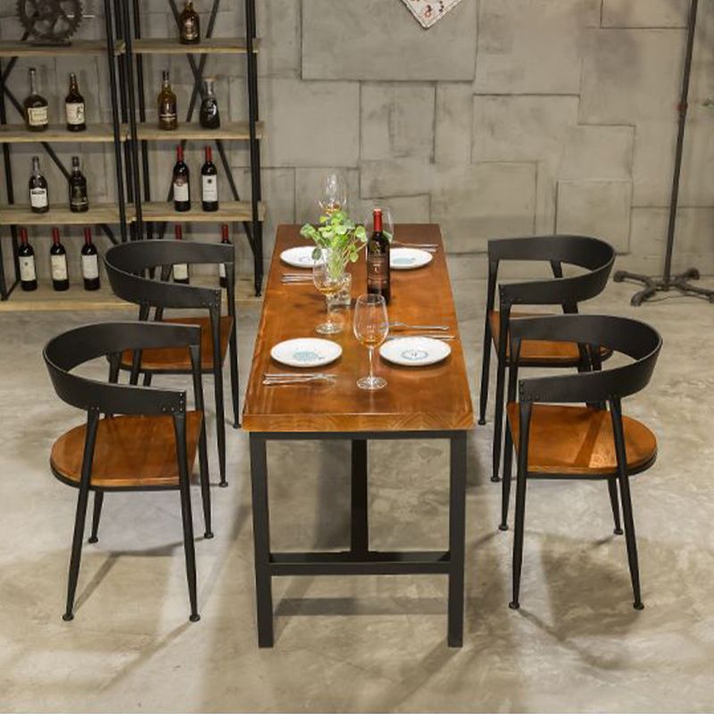 Industrial Kitchen Dining Chair Open Back Dining Chair with Metal Legs