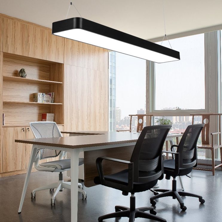 Contemporary Simple Style Hanging Lamp Rectangle Shaped LED Pendant Lights for Office