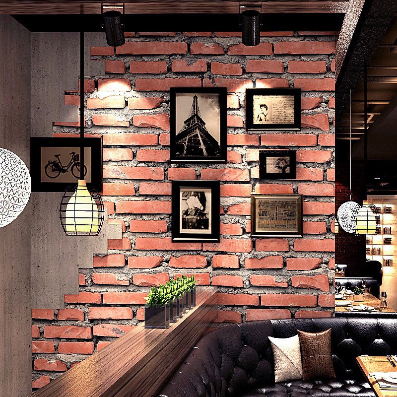 Washable Brick-and-Mortar Wallpaper 54.2-sq ft Industrial Wall Decor for Snack Bar