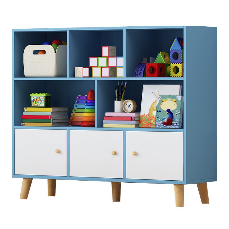 Wooden Shelf Bookcase Closed Back Bookshelf with Doors for Office