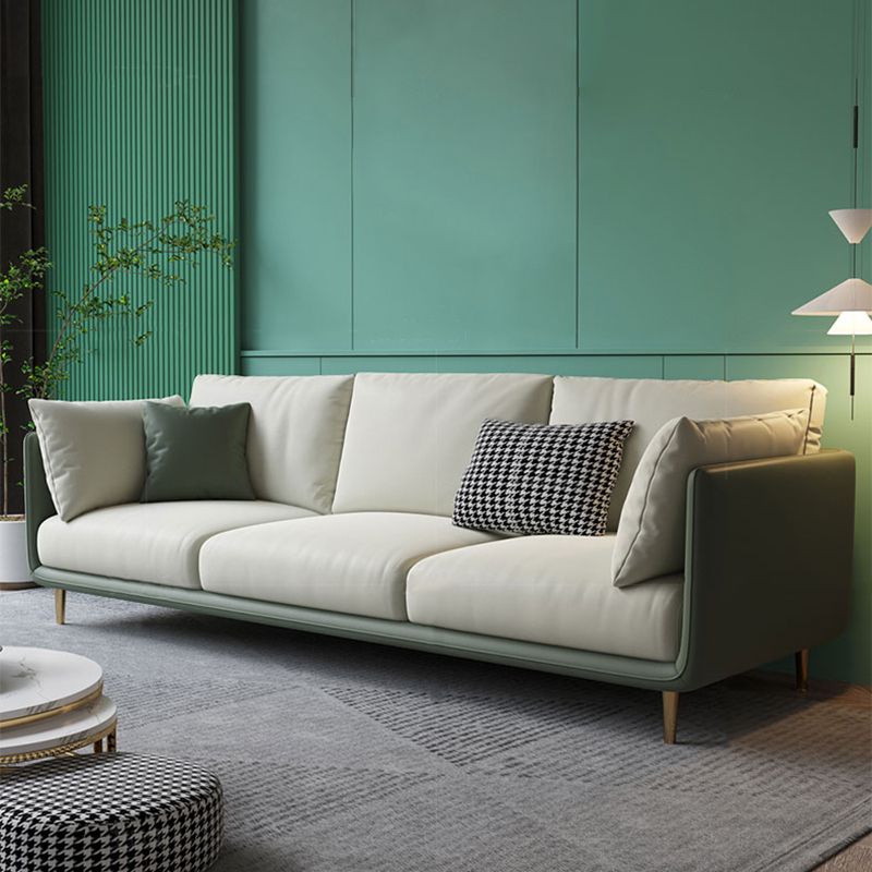 Contemporary Standard Sofa Set Square Arm Faux Leather Settee Couch