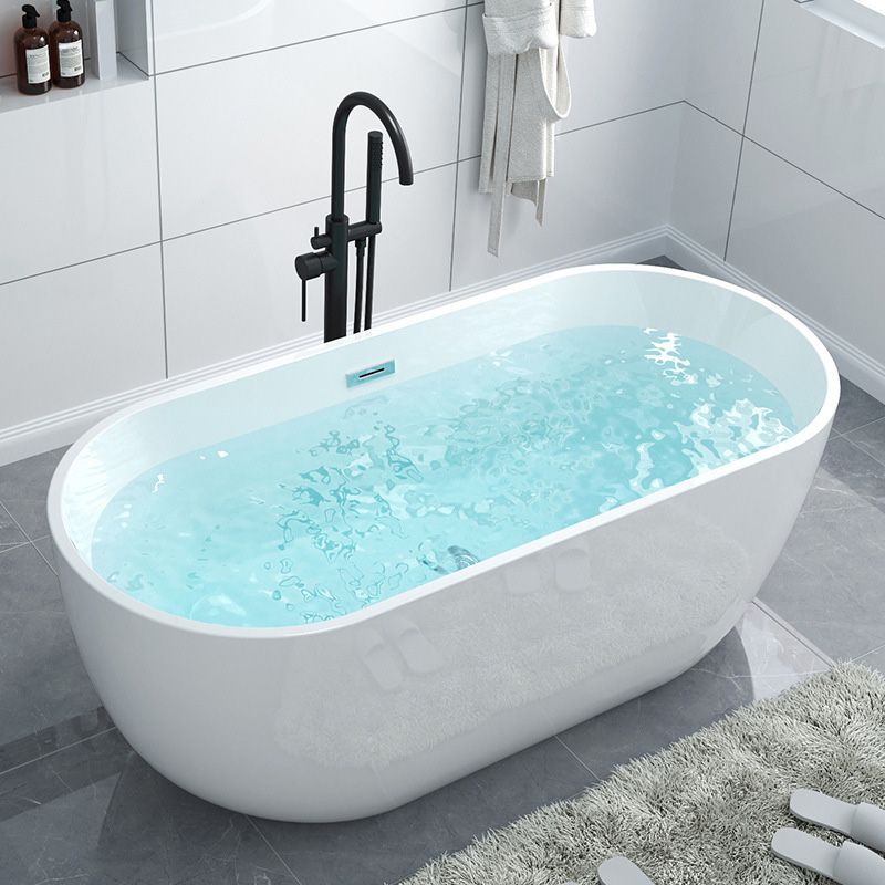 Acrylic Freestanding Bath Back to Wall Modern Oval White Bathtub