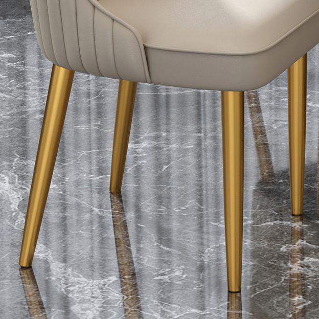Glam Style Side Chair Parsons Leather Dining Chair with Gold Frame