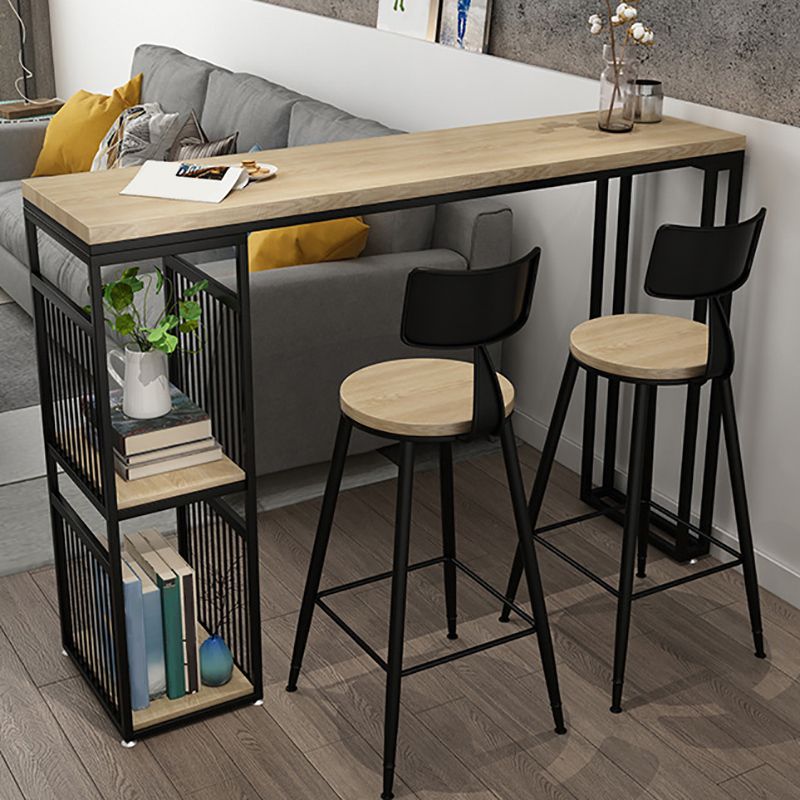 Modern Style Bar-height Table Metal Base Table with 2 Shelves