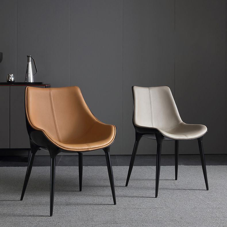 Faux Leather Dining Chairs Contemporary Chairs with Metal Legs