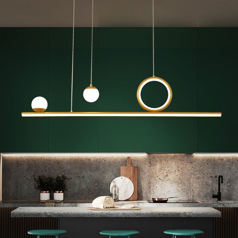 Nordic Metal Island Light Gold Geométrico 4 Lights Island Colgante para comedor