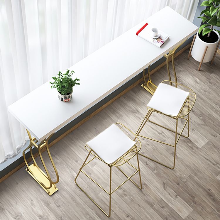 Metal Dining Stools Scandinavian Armless Bar Stools with Footrest