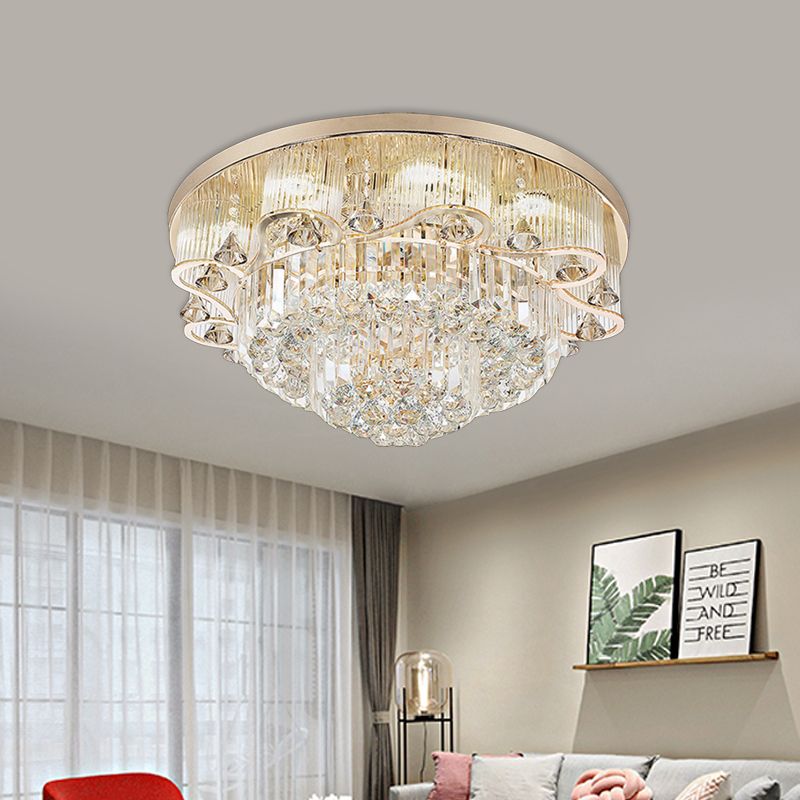 Crystal Scalled tier Flush Mount Contemporary 4-Light Comeing Hall LED de techo de iluminación en oro