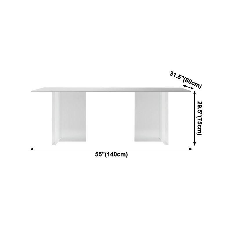 Modern White Dining Table Rectangle Sintered Stone Dining Table with Acrylic Base for Kitchen