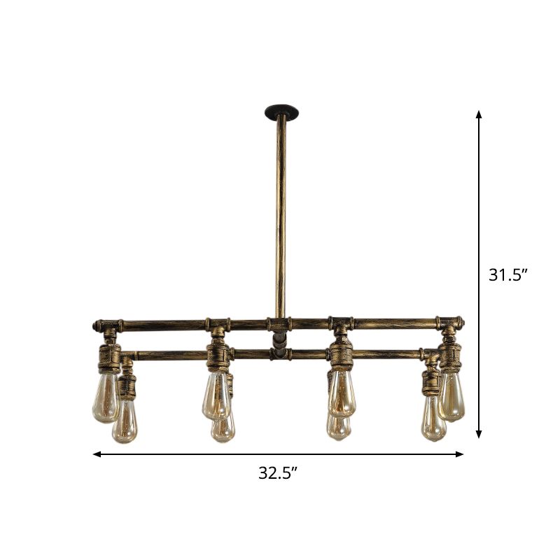 Lampada a bulbo esposta metallica fabbrica 8 luci camera da letto appeso in bronzo con raggio a forma di H
