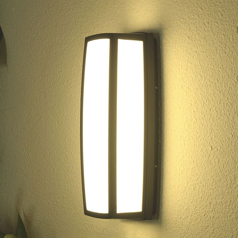 Rectangle Metallic LED Wall Lighting Contemporary Textured Black Sconce Light Fixture for Patio