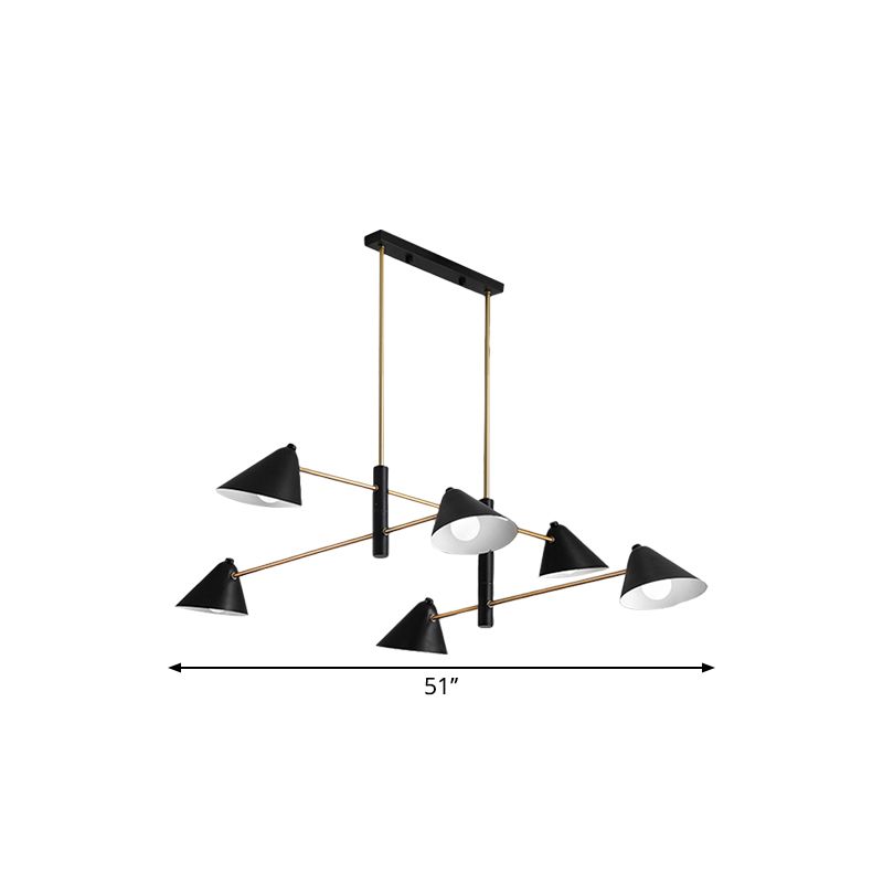 Schwarzer Neigungschatten großer Kronleuchter 6/8/10 Köpfe zeitgenössische Metallhängeleuchte