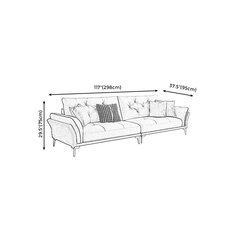 Mid Century Modern Tufted Split-Back Sofa 29.53"H Fabric Flared Arm Sofa