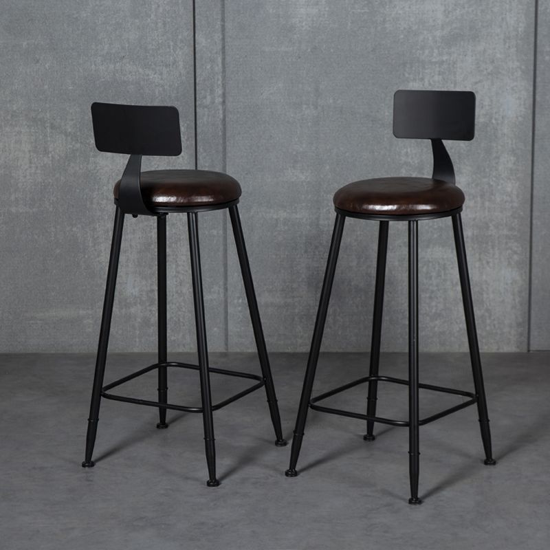 Industrial Armless Backrest Counter Stool Steel Cafe Bar Stool with Velvet Cushion