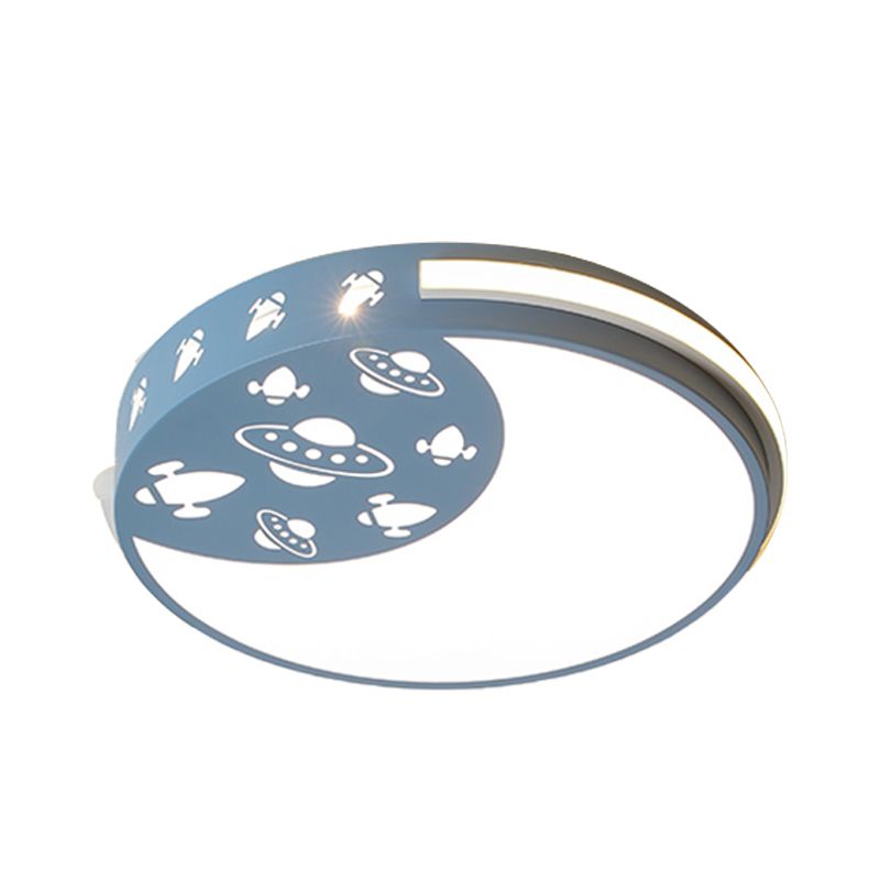 Plafonnier LED en forme de croissant et d'espace extérieur, en acrylique, bleu/noir/rose, pour chambre d'enfant