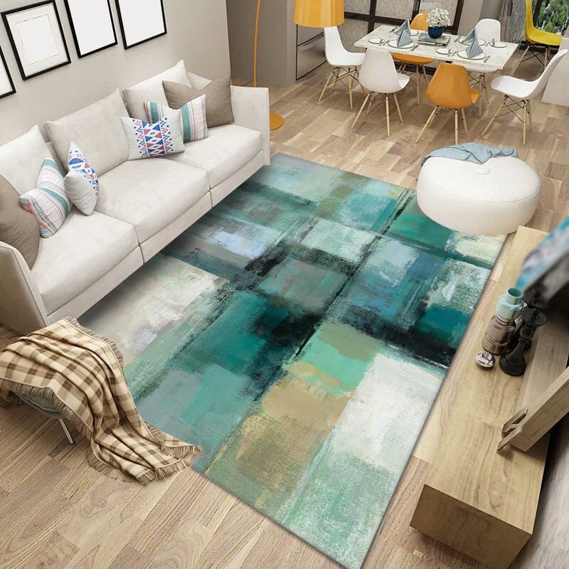 Modern Flowing Swirls Print Rug Polyester Carpet Stain Resistant Indoor Carpet for Living Room