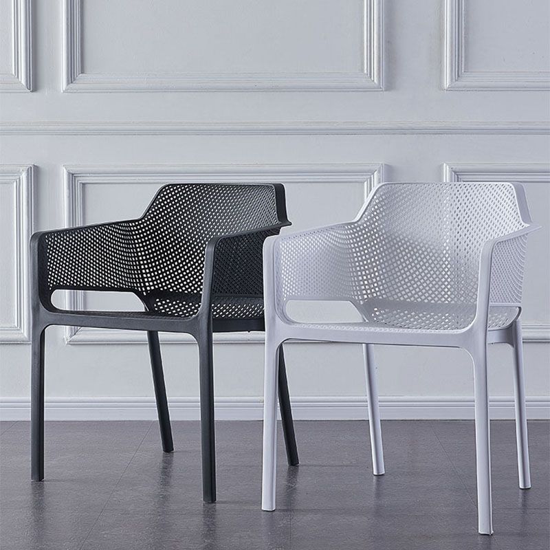Contemporary Stackable Chair Dining Arm Chairs with Plastic Legs