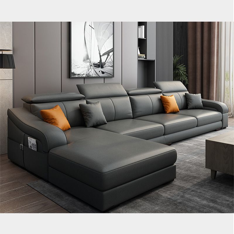 Modern Fabric Sectional Sofa 33.46"High Sloped Arms Sectionals with Storage, Grey