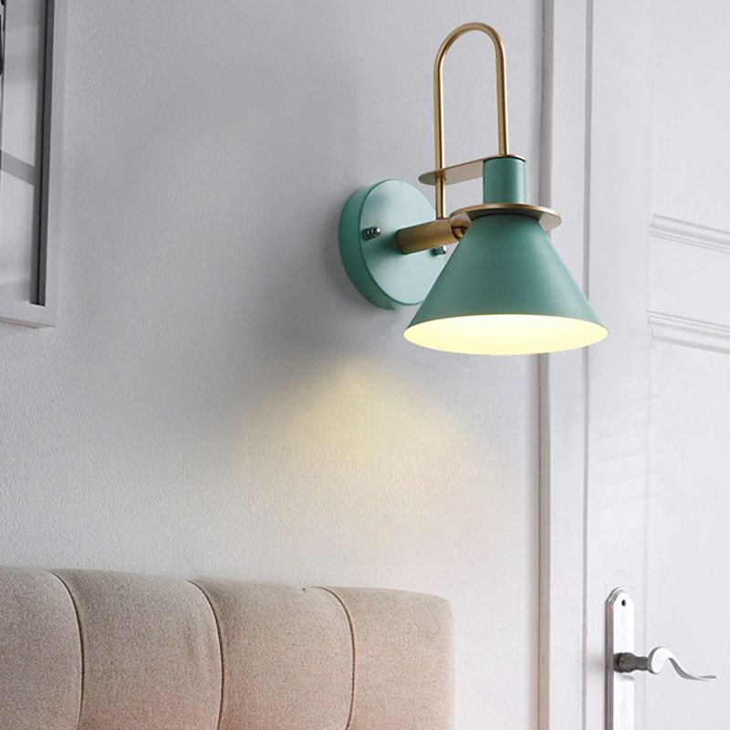 Metal Cone Shape Sconce Light Modern-Style 1 Light Wall Light Fixture