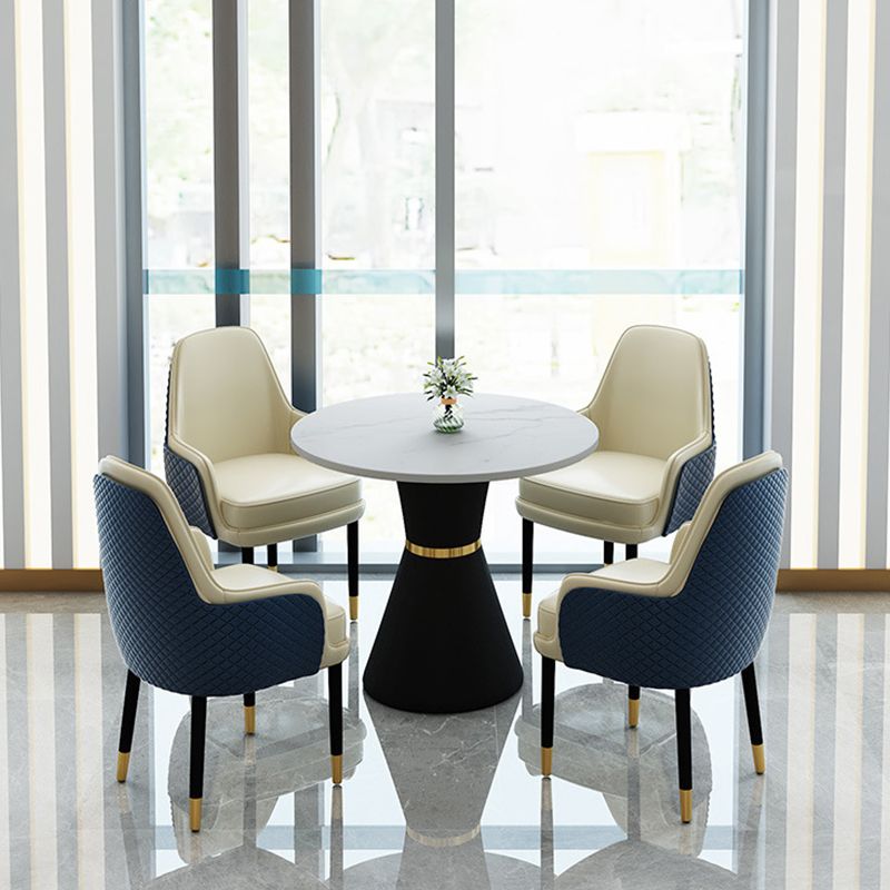 1/2/3/5 Pcs Modern Dining Room Set with Round Table and Leather Chairs Dining Set