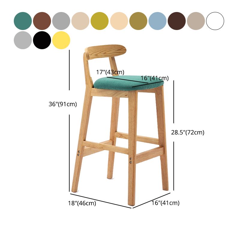 Scandinavian Milk Tea Shop Upholstered Stool Matte Finish Rubberwood Footrest Barstool
