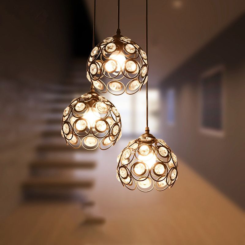 Cristal incrusté orbe suspendu luminaire d'éclairage de style moderne pour salle à manger