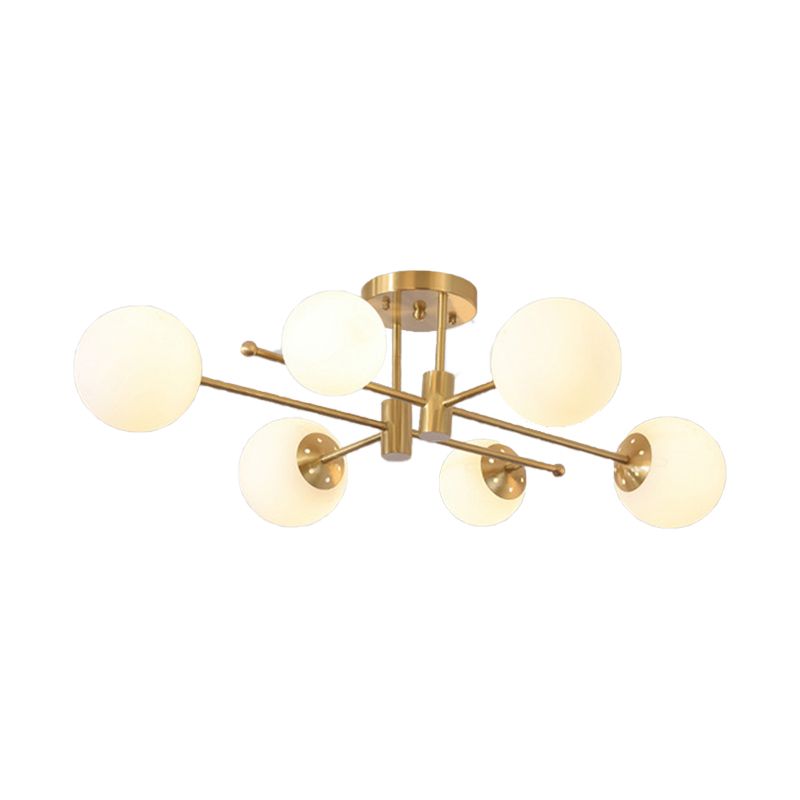 Glass Sputnik Shape Flush Ceiling Light Modern Multi Lights Flush Light Fixtures in Gold