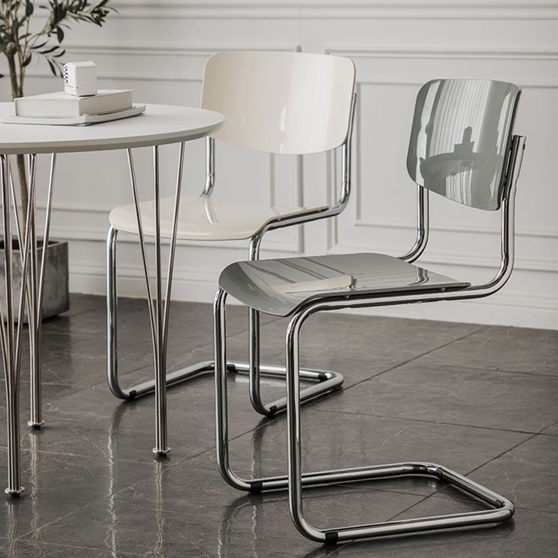 Contemporary Style Armless Chair Plastic Open Back Side Chair with Metal Base
