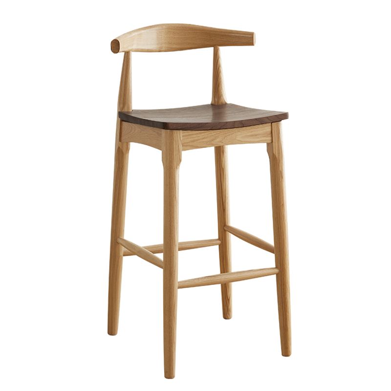 Modern Armless Backrest Counter Stool Wood Cafe Bar Stool with Wooden Seat