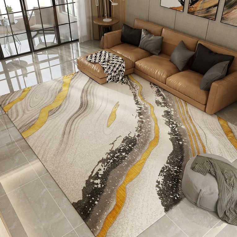 Blue Modern Rug Polyester Abstract Carpet Non-Slip Backing Area Carpet for Home Decoration