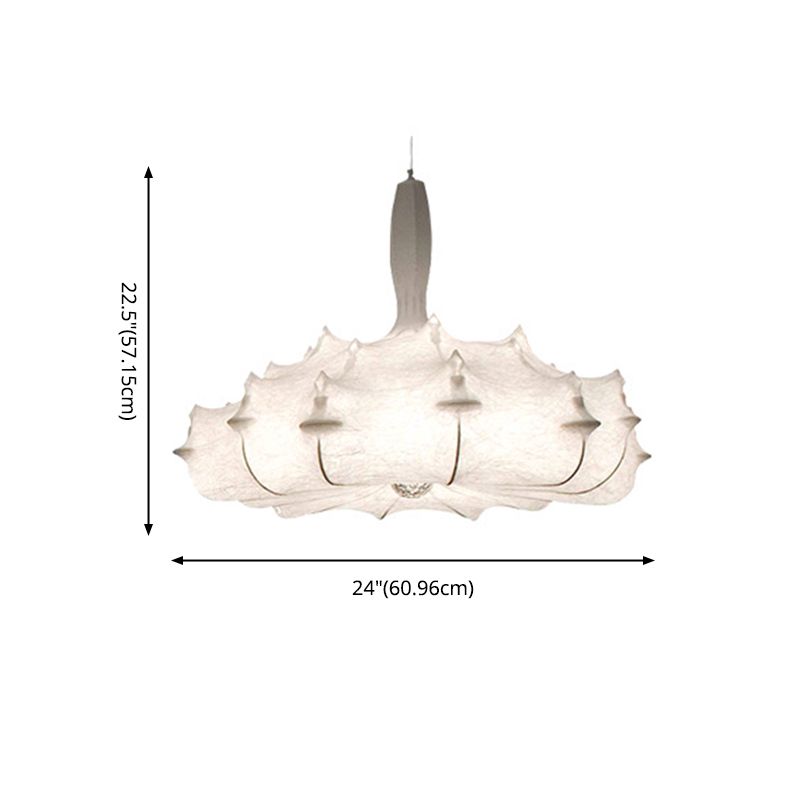 Silk White Pendant Light in Modern Unique Style Wrought Iron Hanging Light for Dining Room