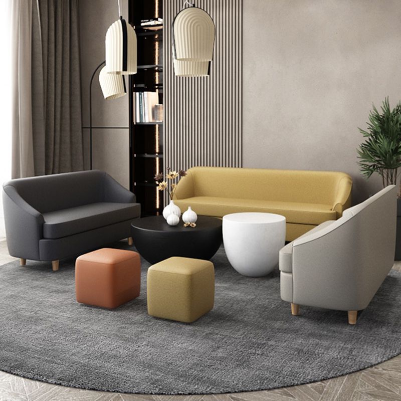 21.65" W x 27.55" H Faux Leather Recessed Arm Sofa Contemporary Stain Resistant Sofa