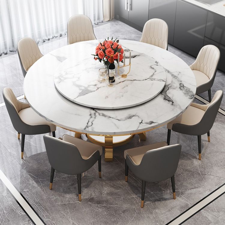 Luxury Style Marble Dining Table Single Pedestal Base Round Table for Home