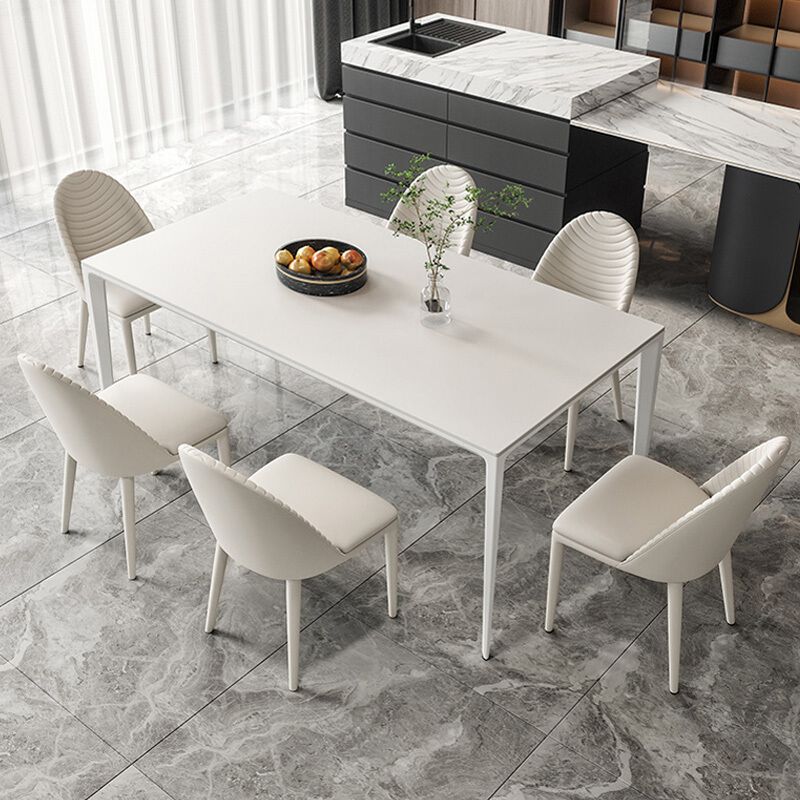 Mesa de piedra sinterizada de estilo moderno 4 Table de rectángulo base de las piernas para el hogar