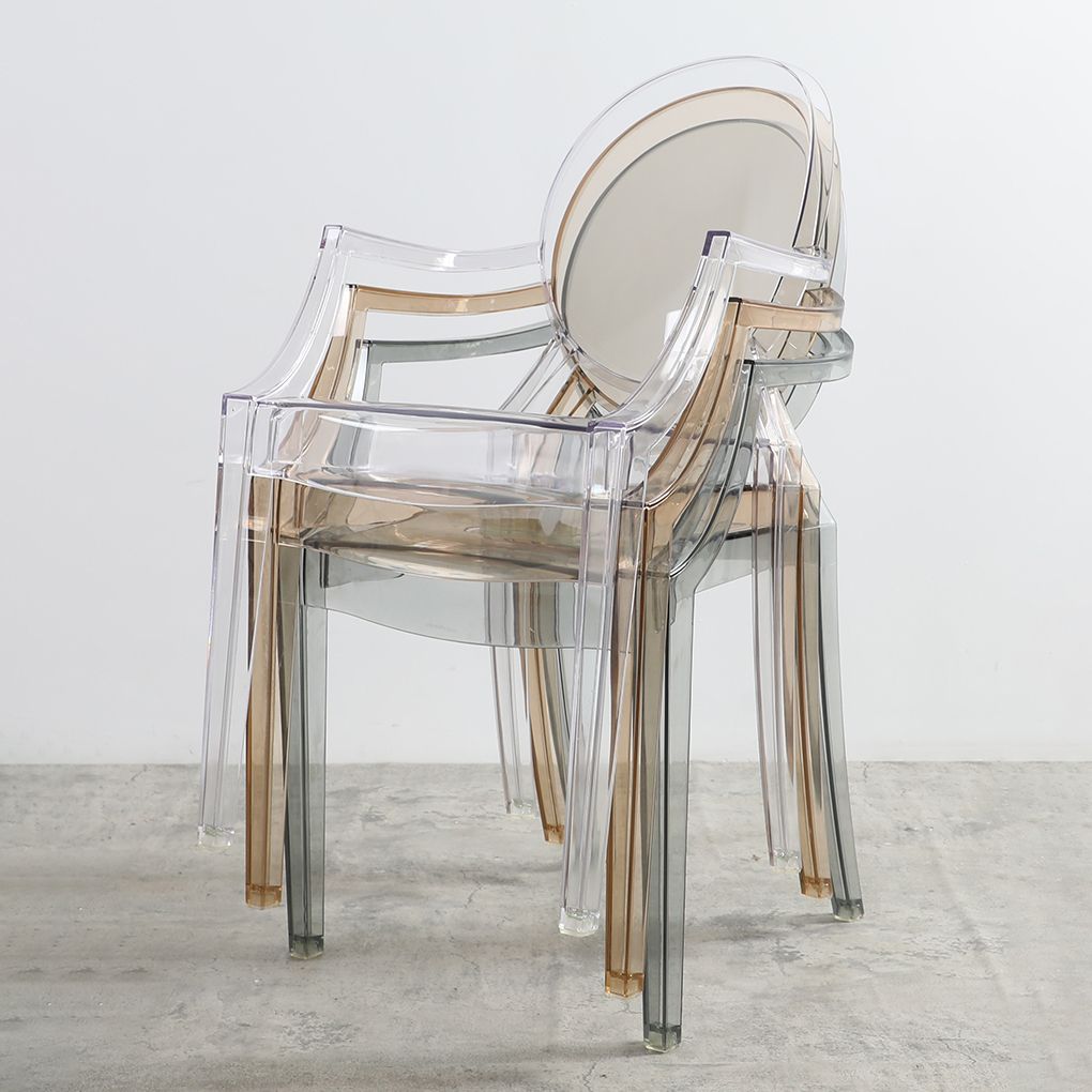 Silla de comedor de estilo escandinavo Silla de comedor de acrílico con respaldo abierto para el hogar con brazo