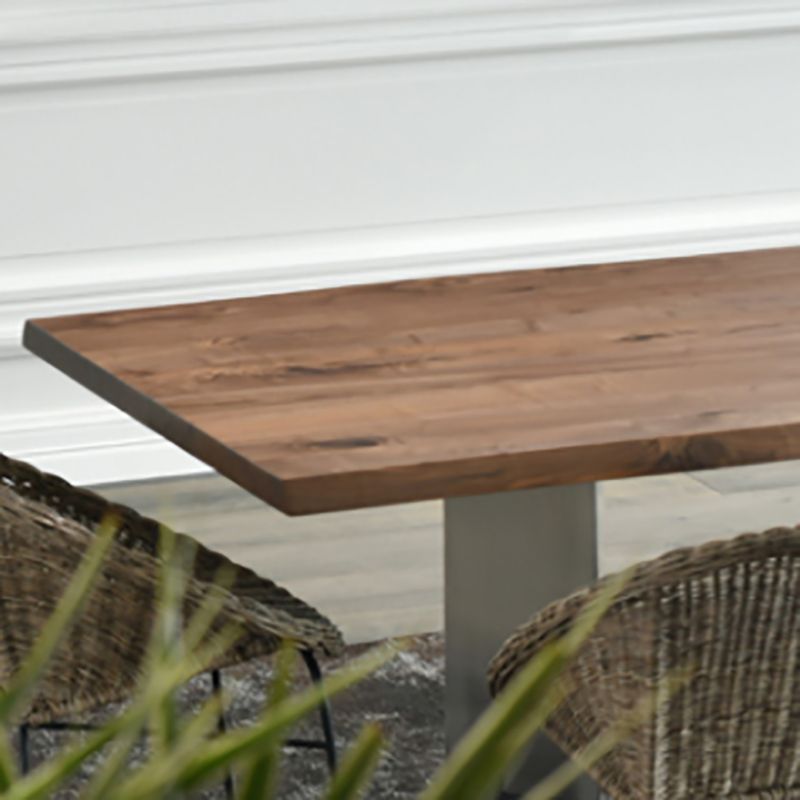 Industrial Solid Wood Table for Restaurant Rectangle Table with Double Pedestal