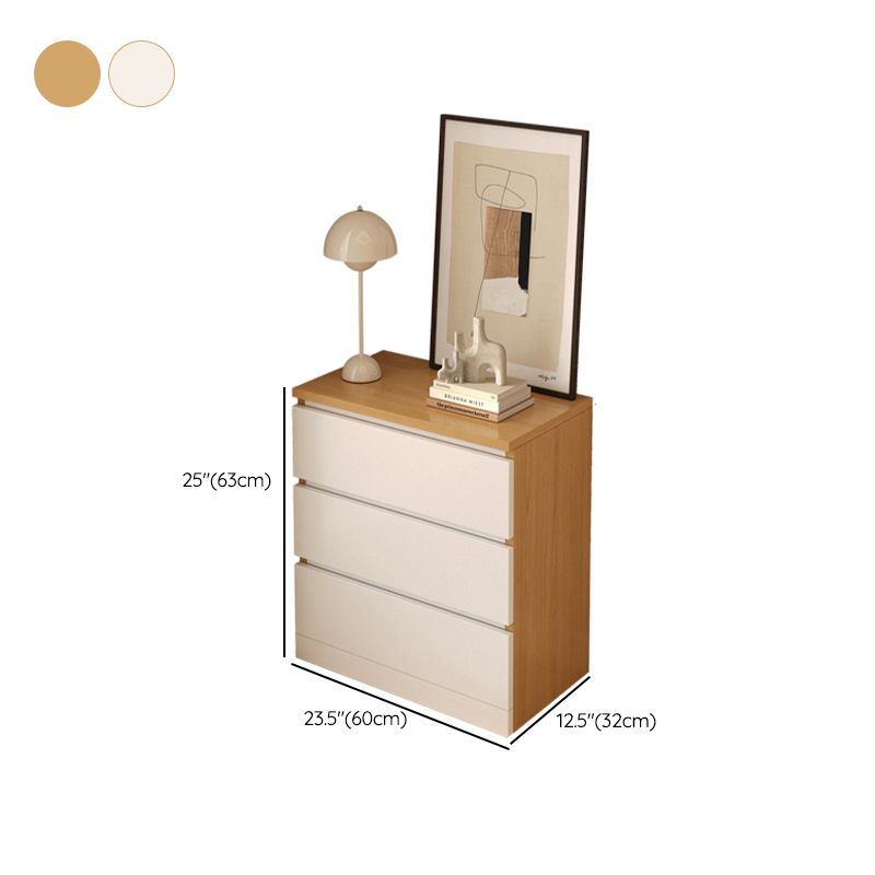 Modern White/Natural Chest with Wooden Drawers Rectangle Chest