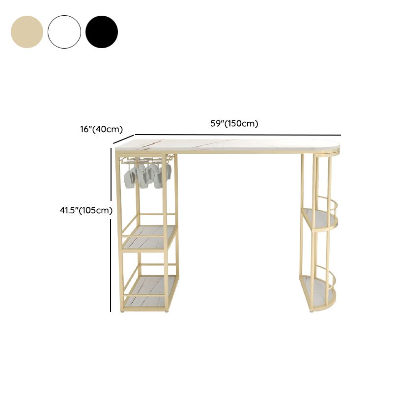 Glam Style Bar Table Set 1/2 Pcs White Granite Bar Table Set