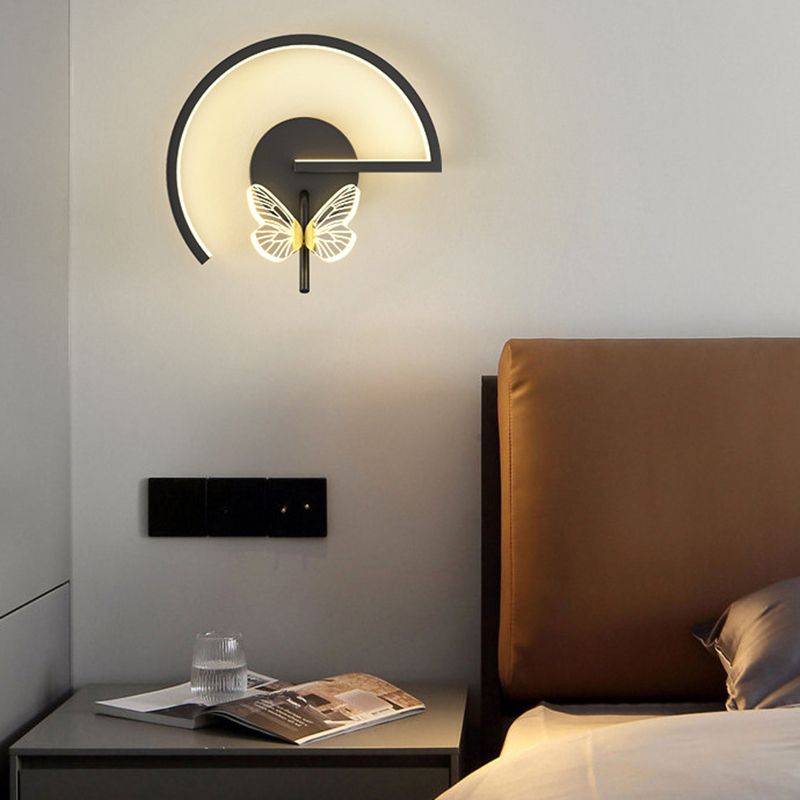 Accesorio de iluminación de pared acrílico mariposa LED minimalista Splecha de pared geométrica negra