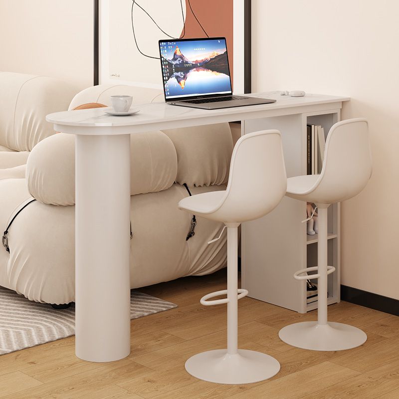 White Free Form Bar Table with Storage Base for Small Places