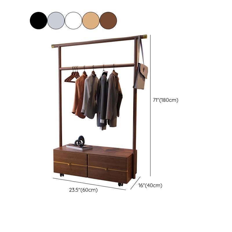 Contemporary Movable Wardrobe Wooden Bedroom Armoire with Drawers