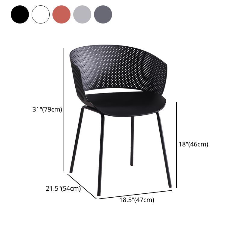 Comedor de metal Silla moderna Silla de comedor con respaldo abierto y brazo
