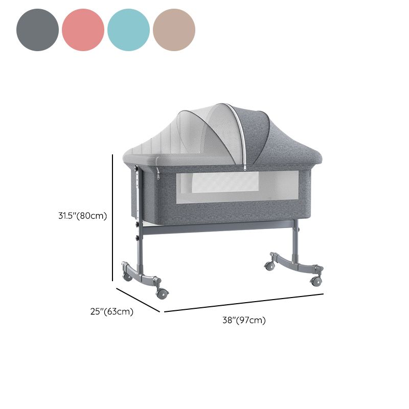 Modern Rocking Metal Foldable Height Adjustable Crib Cradle with Pad