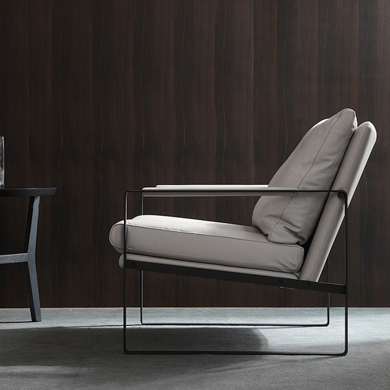 Mid-Century Modern Sled Arm Chair Faux Leather Accent Armchair for Living Room