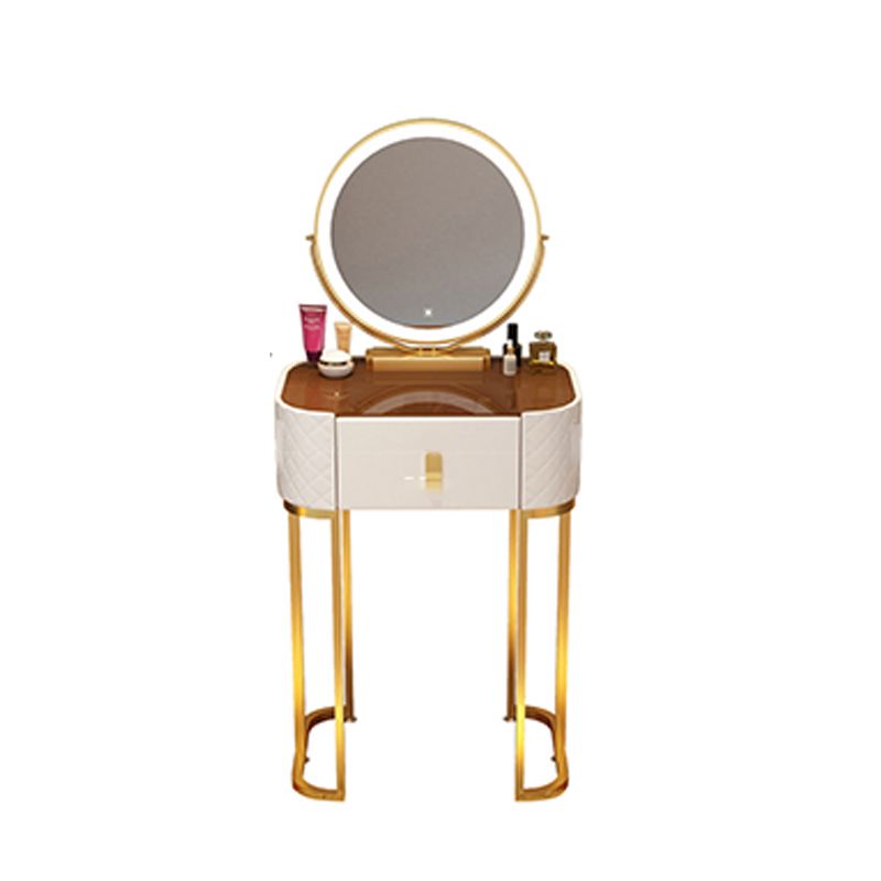 Glass Top Makeup Vanity Desk Bedroom Dressing Table Stool Set with Drawer
