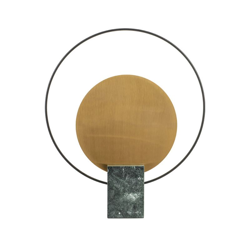 LED Circulaire tafel Licht Modernisme Modernisme Metaal Kleine bureaubriek in groen met rechthoekmarmeren basis