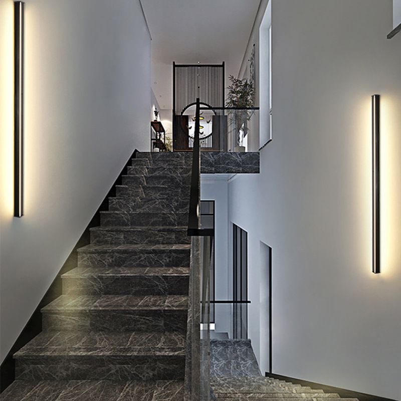 Zeitgenössischer Stil linearer LED -Wandlampe Metall 1 Licht Wandleuchte in Schwarz